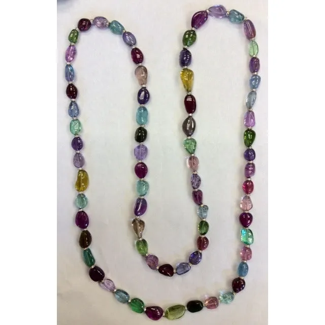 Tourmaline Bead Necklace with Diamond Rondelles