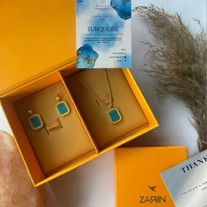 True Essence Pendant Necklace and Stud Earrings Set - Turquoise