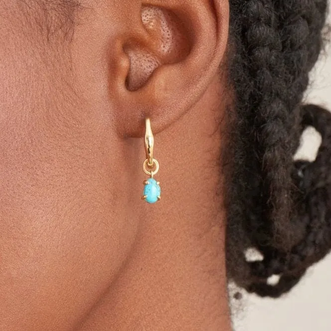 Turquoise Drop Wave Huggie Hoop Earrings E044-05G