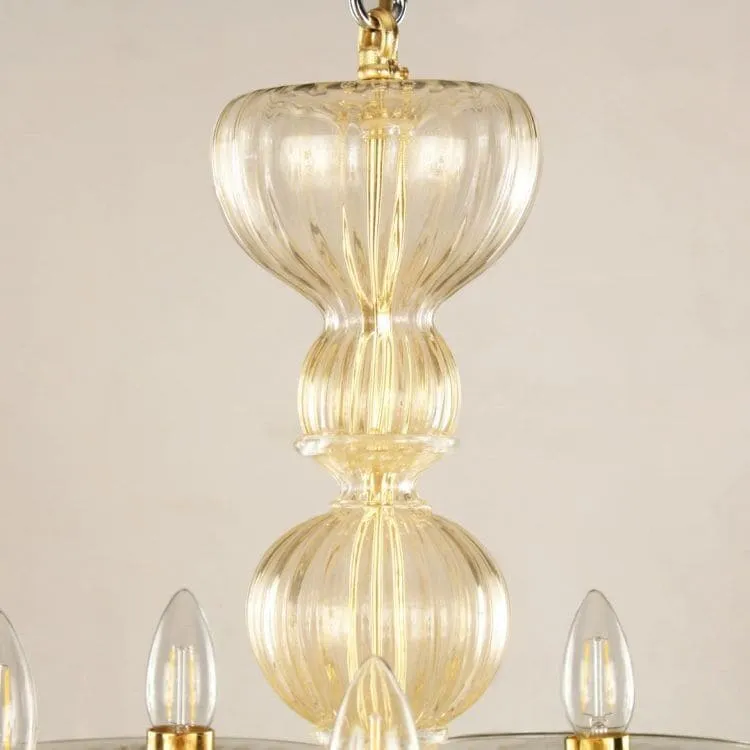 Two Tier 10 5 Light Gold Glass Chandelier