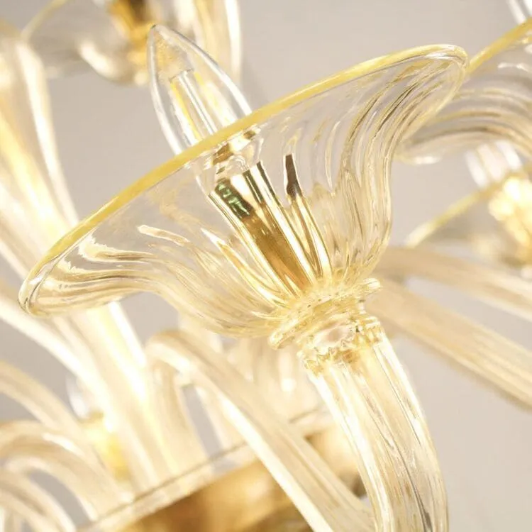 Two Tier 10 5 Light Gold Glass Chandelier