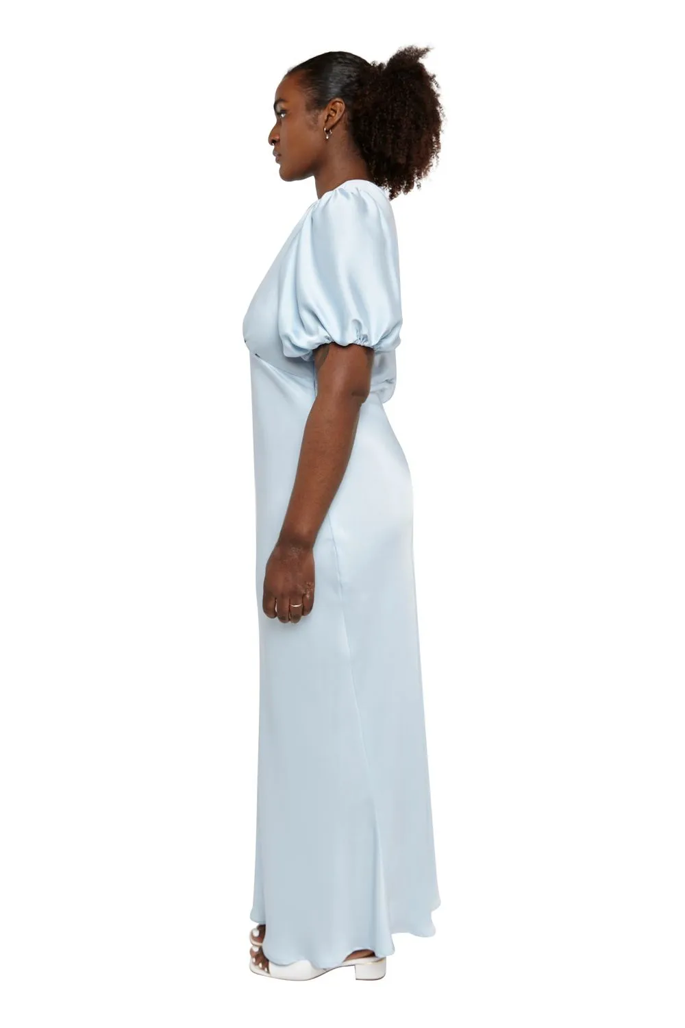 Uma Satin Dress Ice Blue