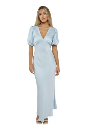 Uma Satin Dress Ice Blue