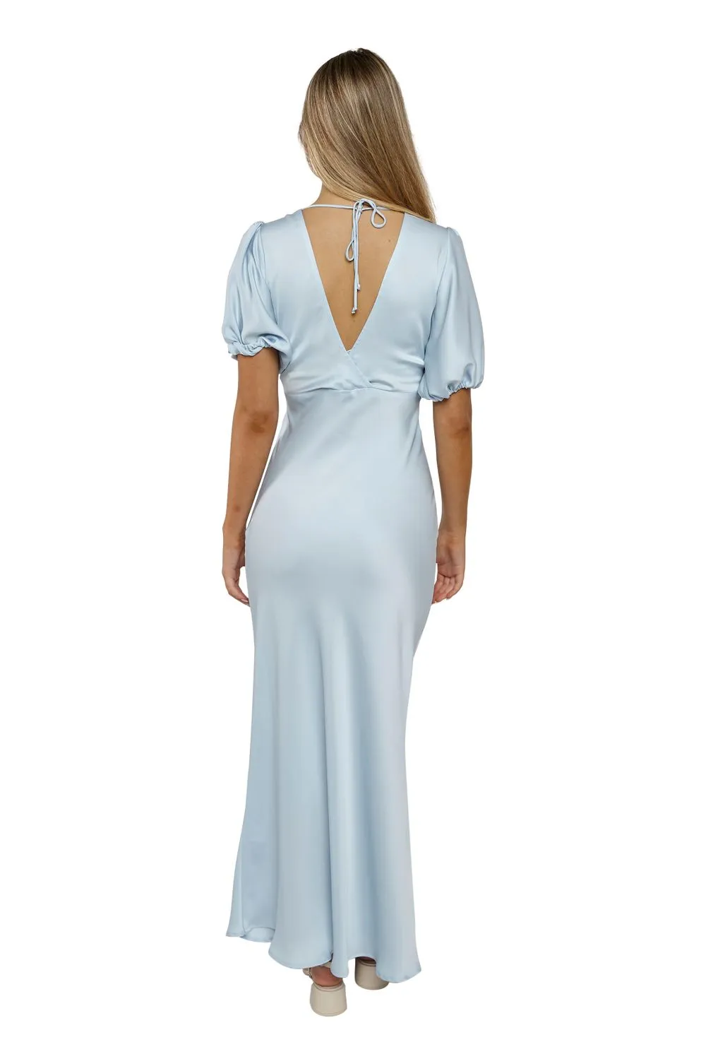 Uma Satin Dress Ice Blue
