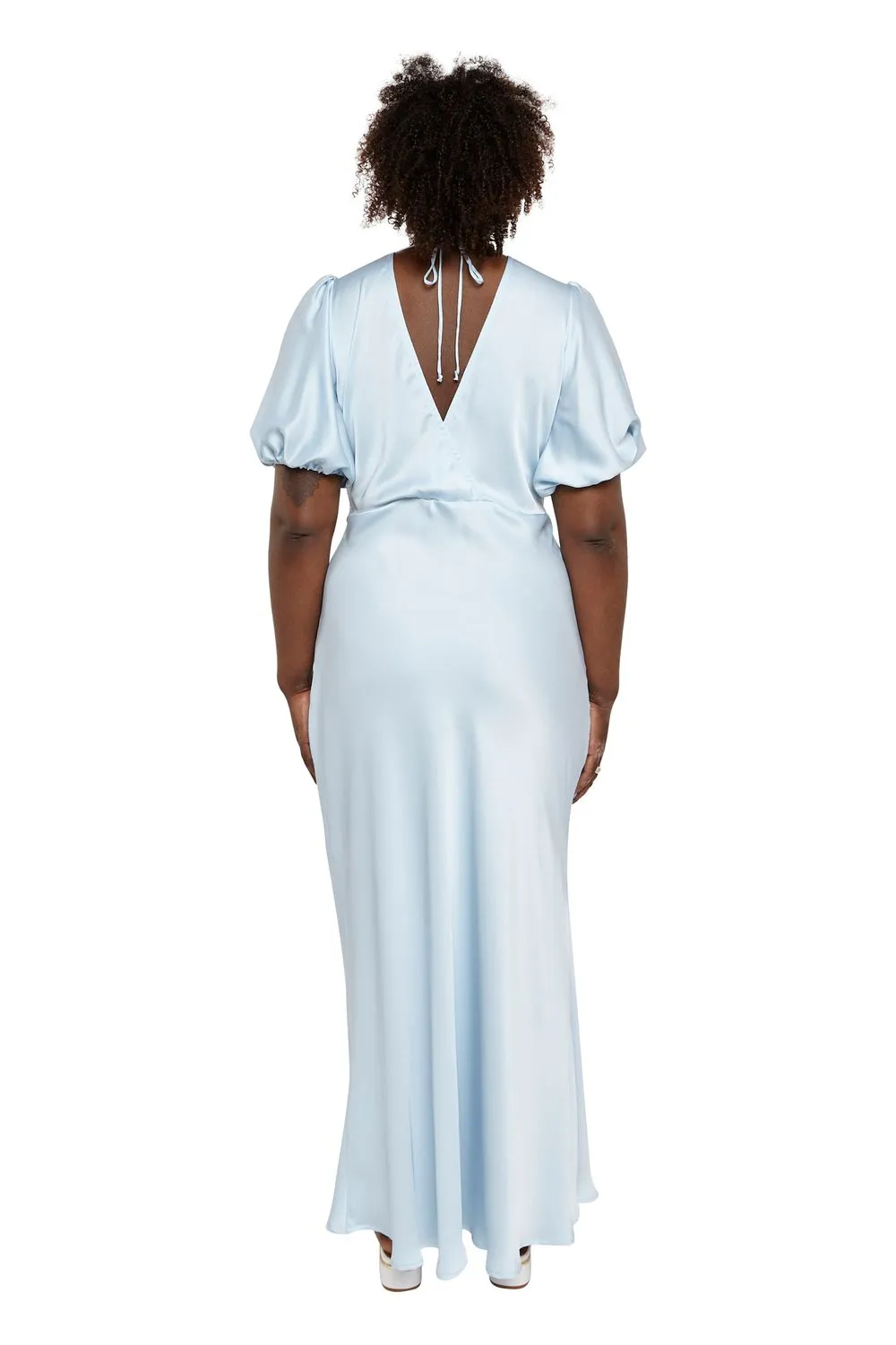 Uma Satin Dress Ice Blue