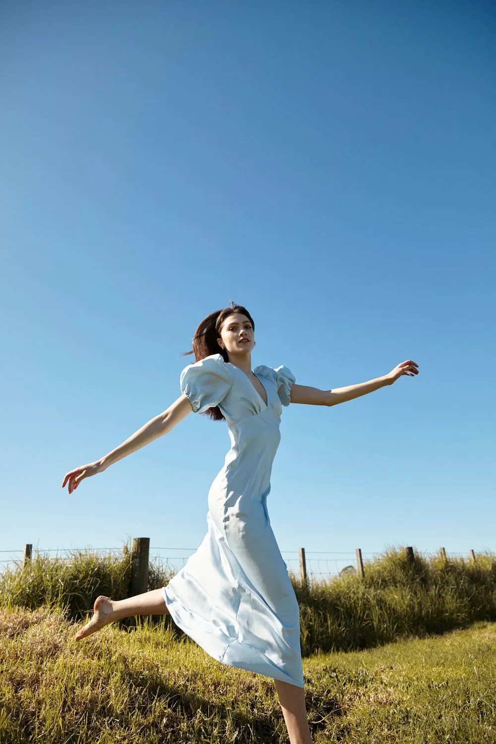 Uma Satin Dress Ice Blue