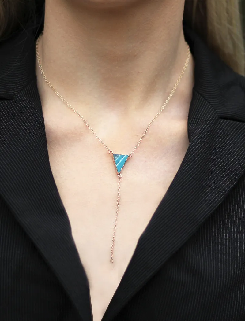 UNICORN Agate Gold Y Necklace in Teasing Turquoise