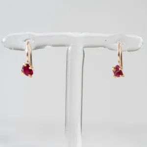 Variance Objects Ruby 14K Gold Hook Earrings