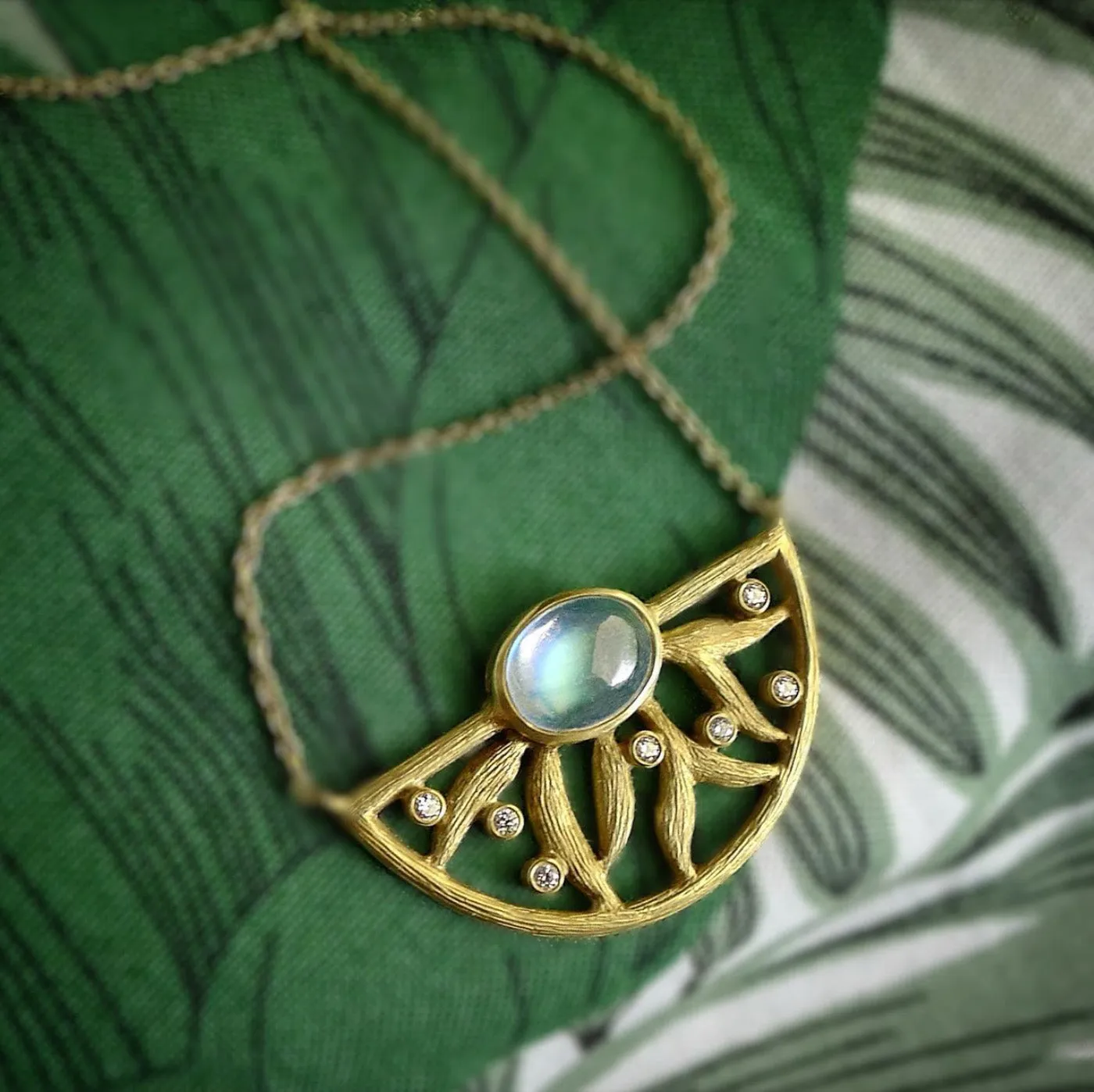 Vines Half Circle Pendant Necklace by Laurie Kaiser