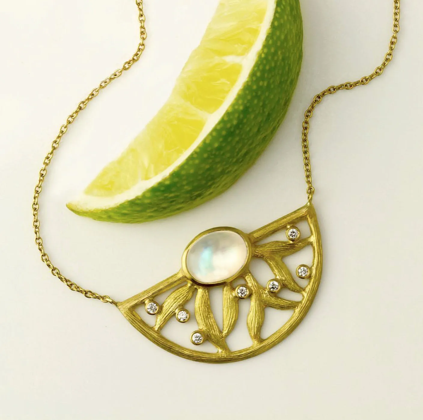 Vines Half Circle Pendant Necklace by Laurie Kaiser
