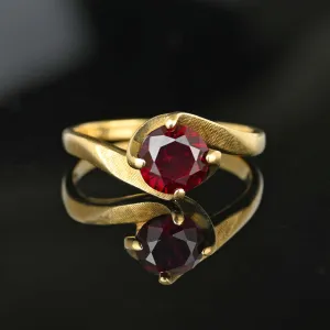 Vintage 10K Gold Bypass Ruby Solitaire Ring