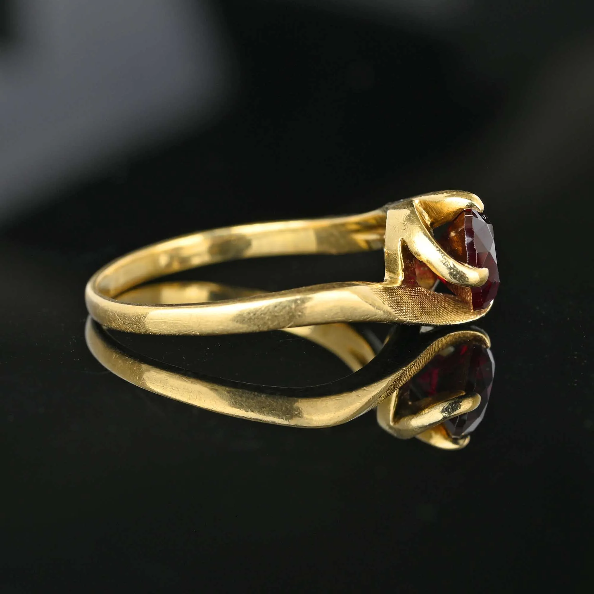 Vintage 10K Gold Bypass Ruby Solitaire Ring
