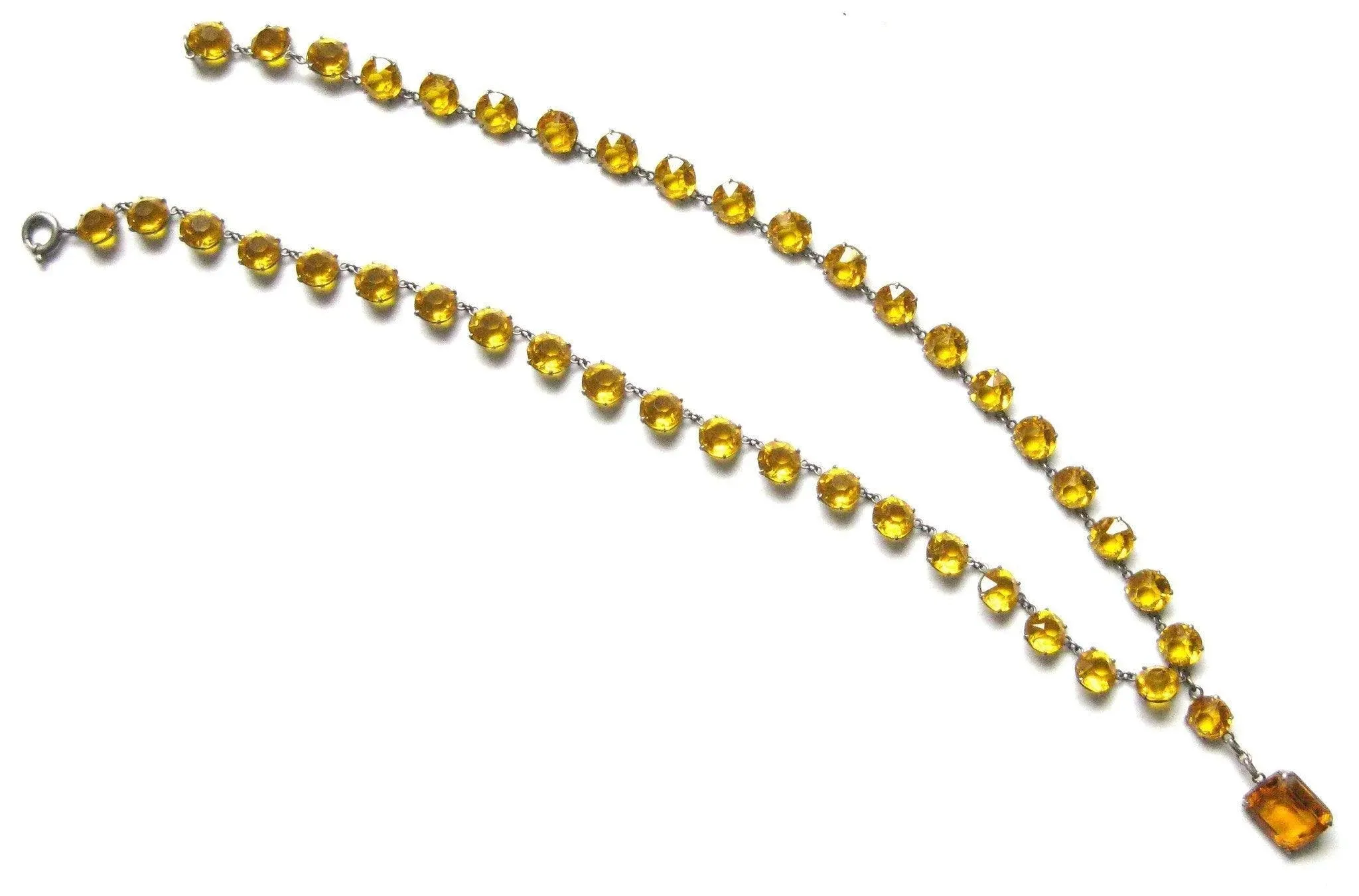 Vintage 1930s Art Deco Orange Amber Diamante Necklace
