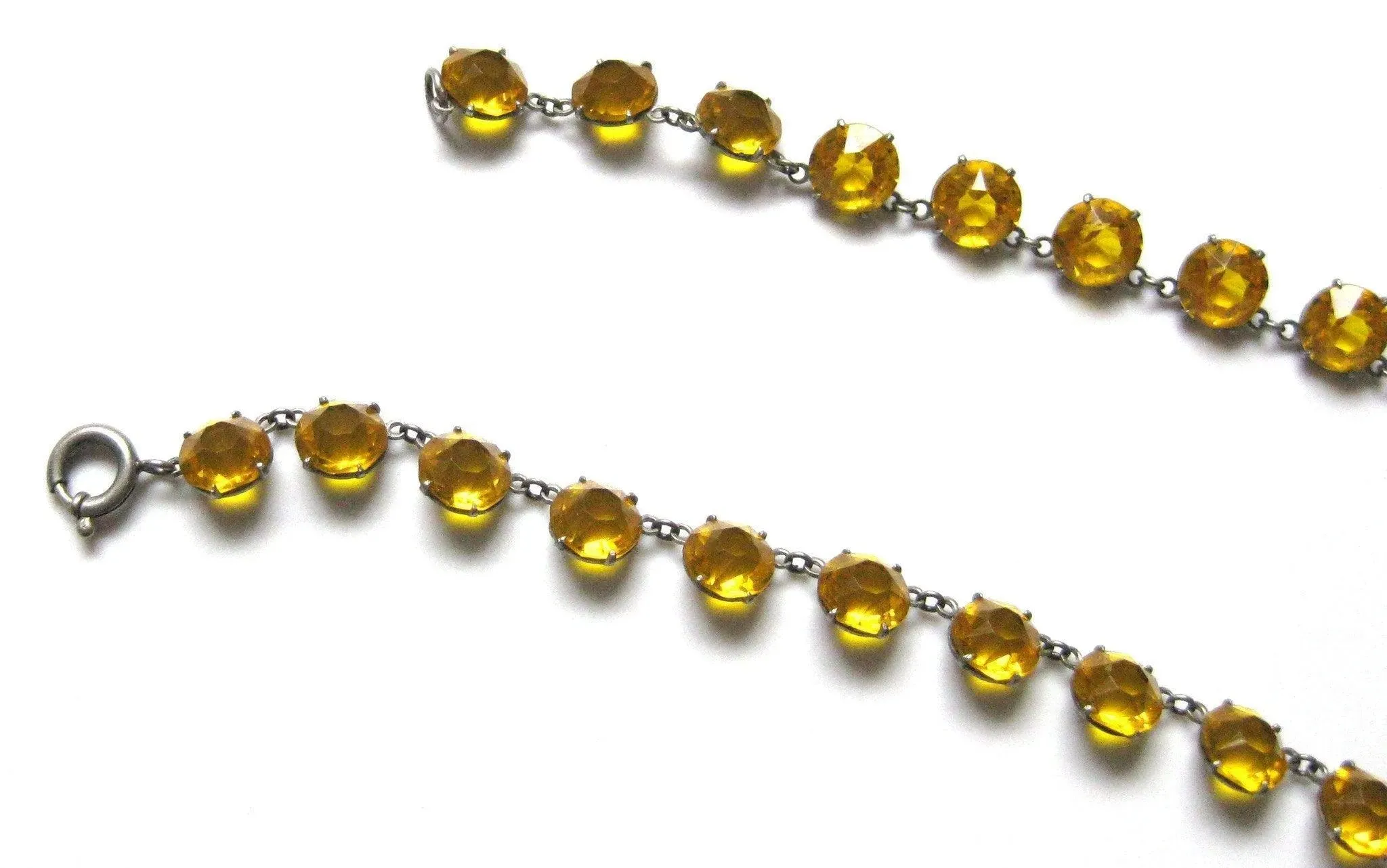 Vintage 1930s Art Deco Orange Amber Diamante Necklace