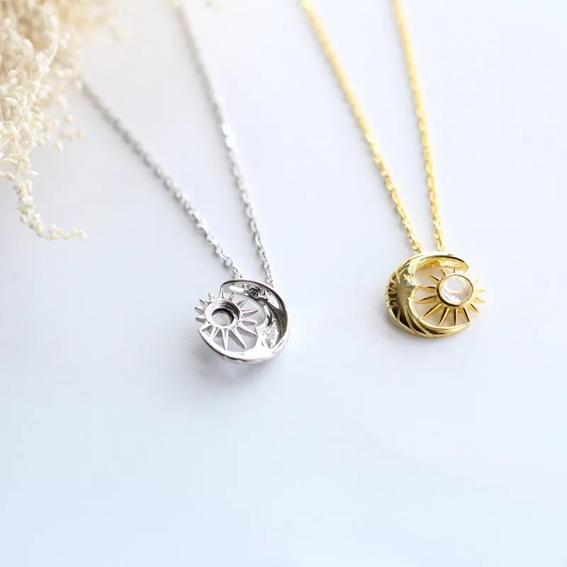 Vintage Moonstone Pendant Necklace Gold Plated Silver Handmade Gemstone Jewelry Gift for Women