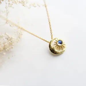 Vintage Moonstone Pendant Necklace Gold Plated Silver Handmade Gemstone Jewelry Gift for Women