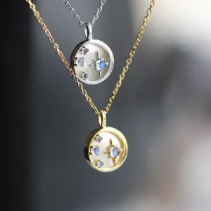 Vintage Moonstone Pendant Necklace Gold Plated Silver Handmade Gemstone Jewelry Women