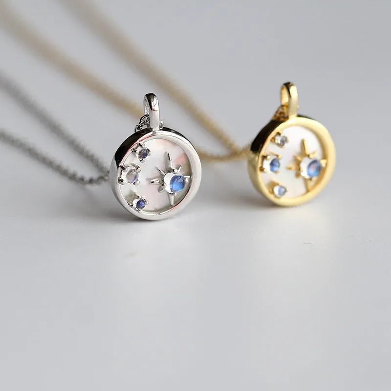 Vintage Moonstone Pendant Necklace Gold Plated Silver Handmade Gemstone Jewelry Women