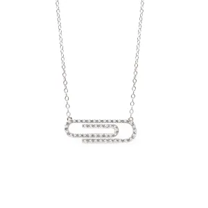W/G Paper Clip Diamond Pendant 9ct