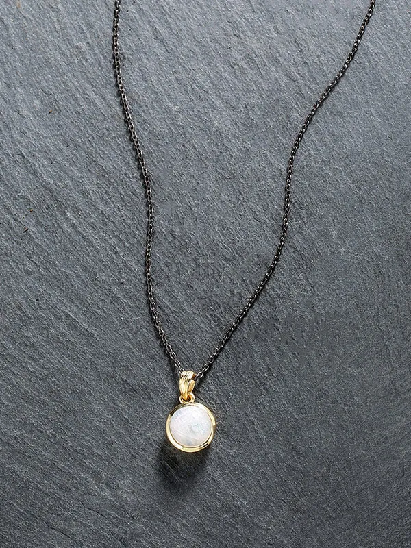 White Natural Moonstone Necklace