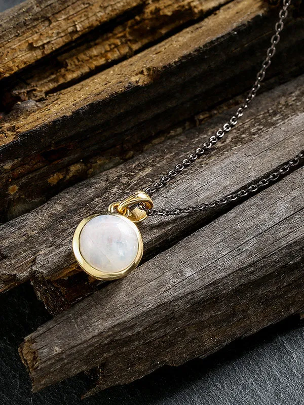 White Natural Moonstone Necklace