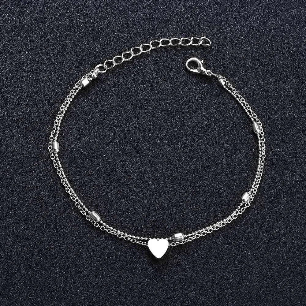 Women's Fashion Double Layer Love Beach Anklet