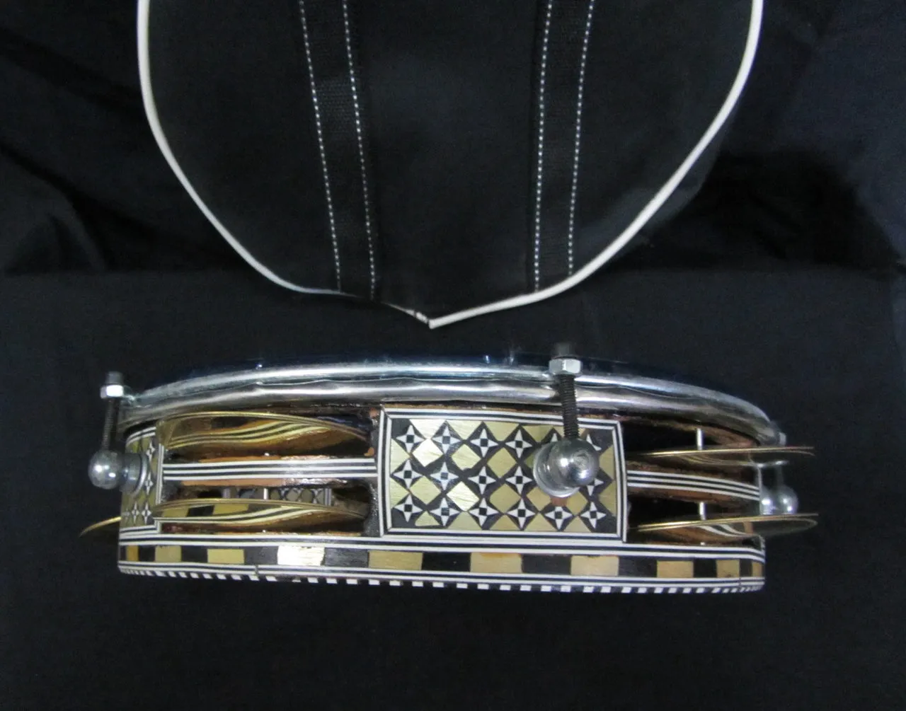 Wood Inlaid Tambourine
