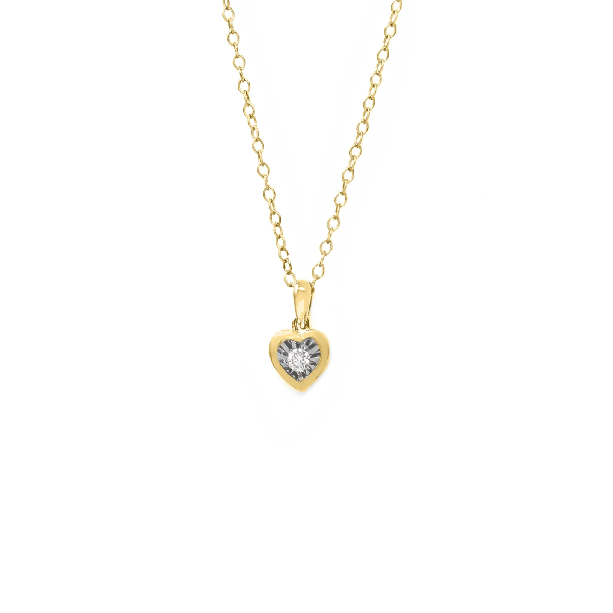 Y/G Diamond Solid Heart Pendant 9ct