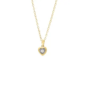 Y/G Diamond Solid Heart Pendant 9ct