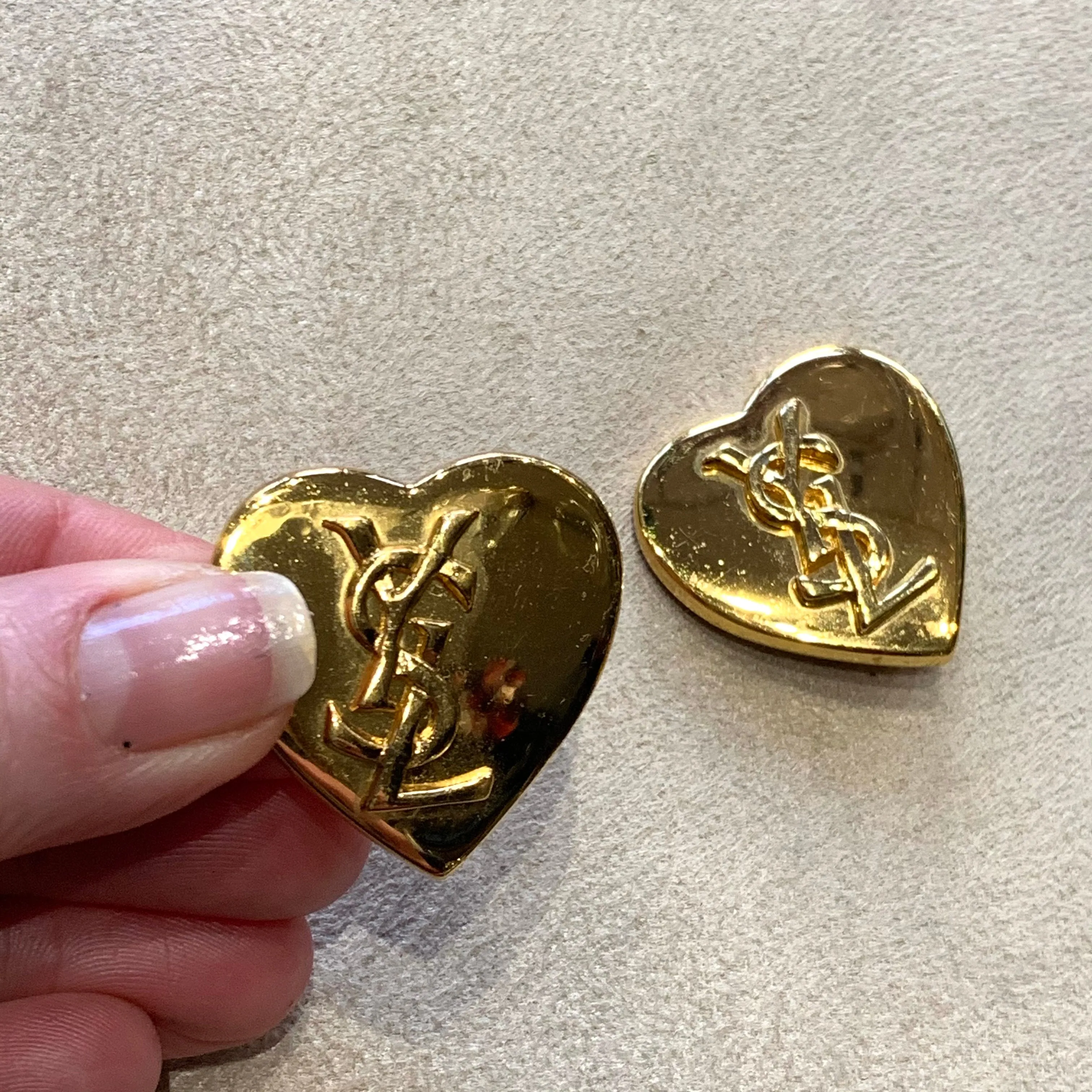 Yves Saint Laurent Vintage Gold Heart Earrings