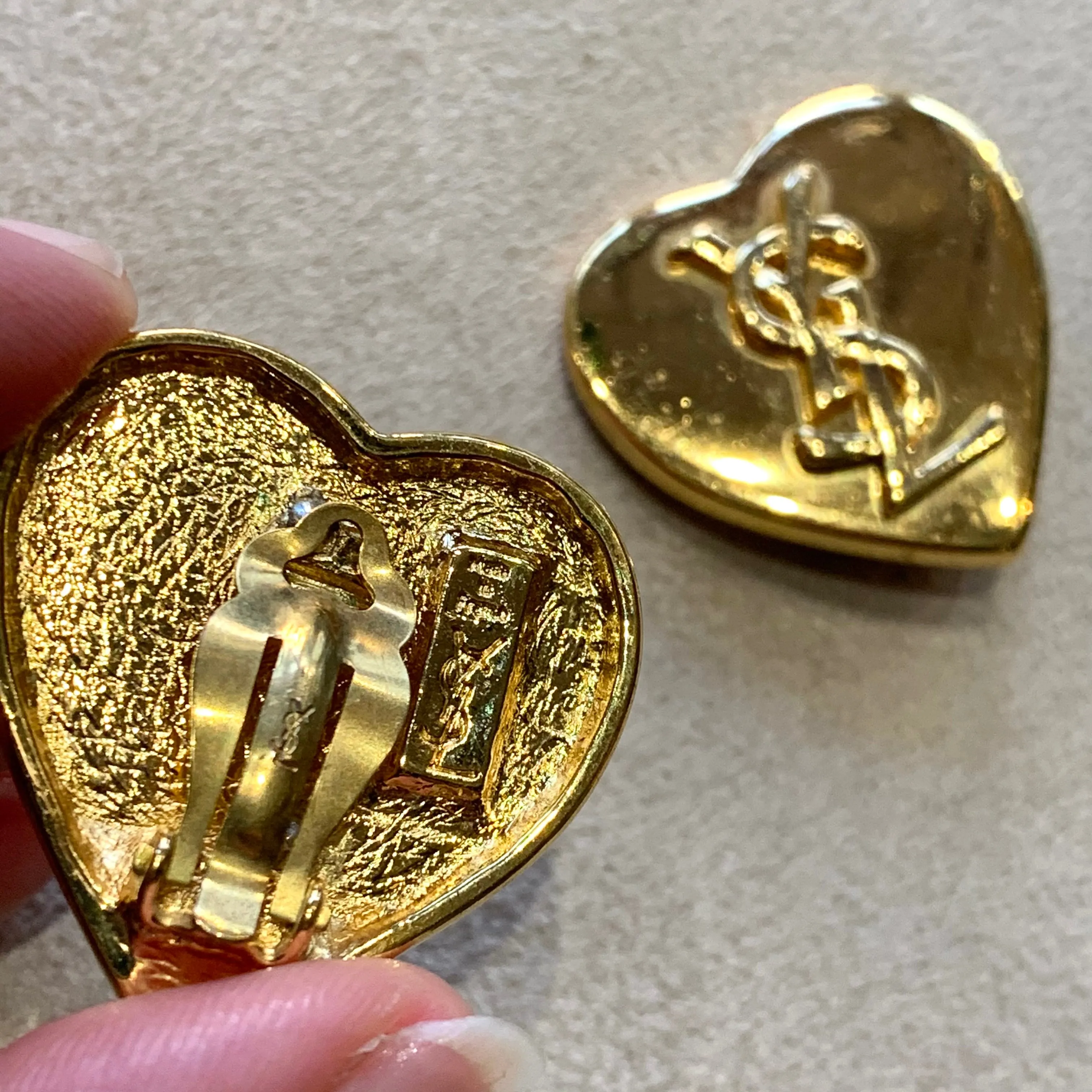 Yves Saint Laurent Vintage Gold Heart Earrings