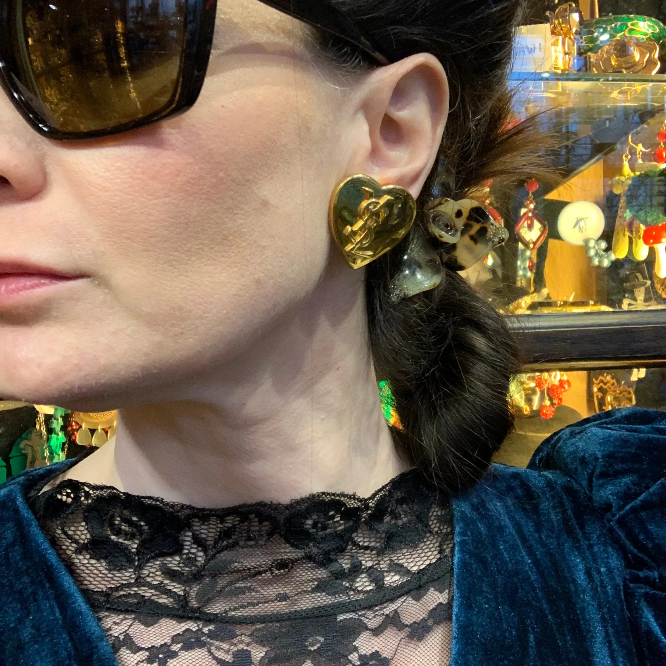 Yves Saint Laurent Vintage Gold Heart Earrings